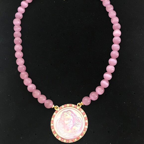 Kirks Folly AB Stone Dream Angel Pink Cat's Eye Stone Beaded  Necklace - Picture 1 of 4